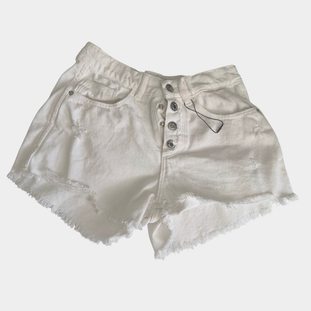 Zara White Distressed Raw Hem Girls Shorts - Size 11-12